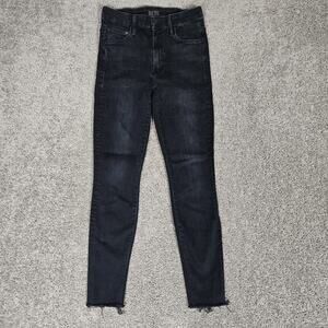 Mother High Waisted Looker Ankle Jeans Women 24x26 Black Bird Wash Super Skinny